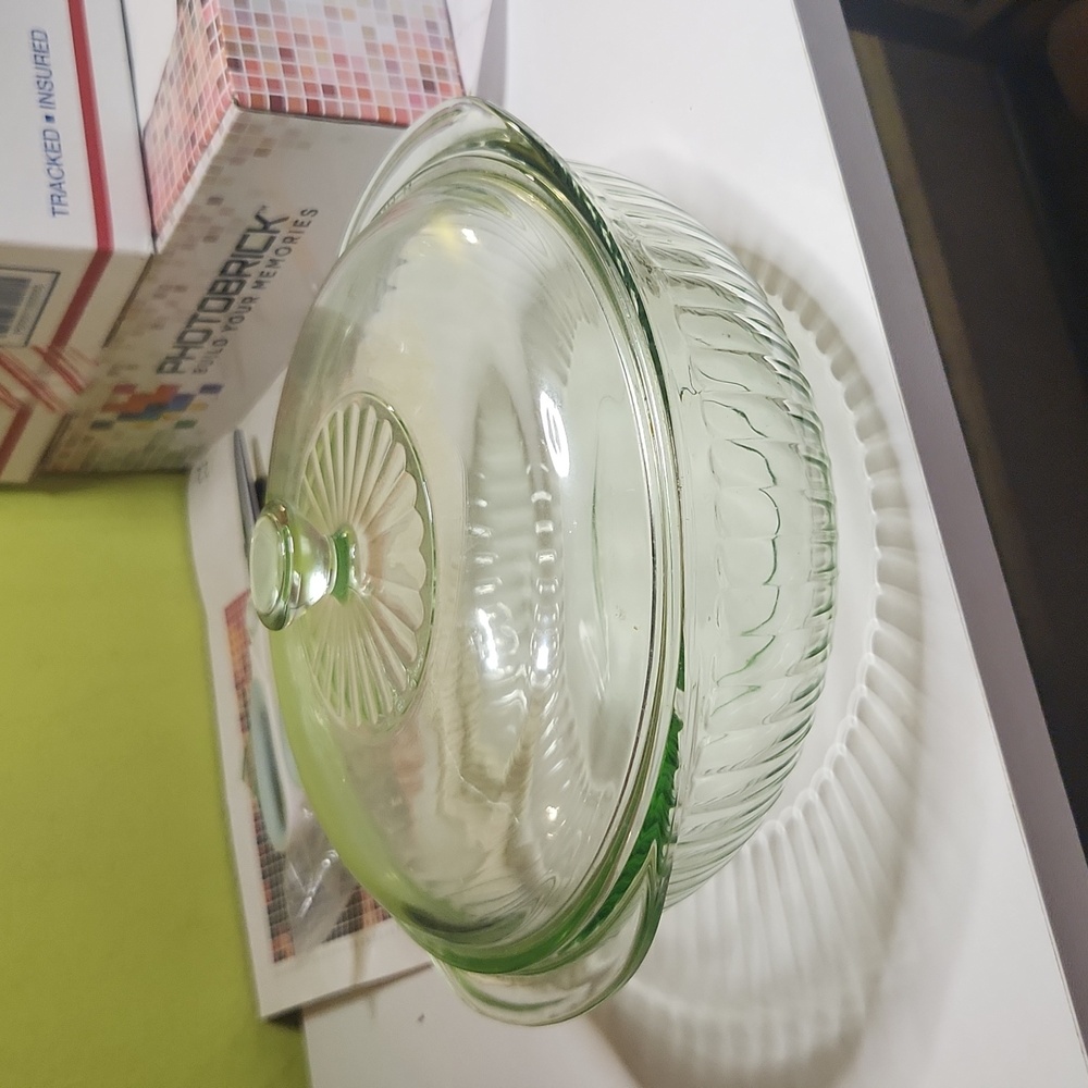 Fire King Green Glass Casserole With Lid